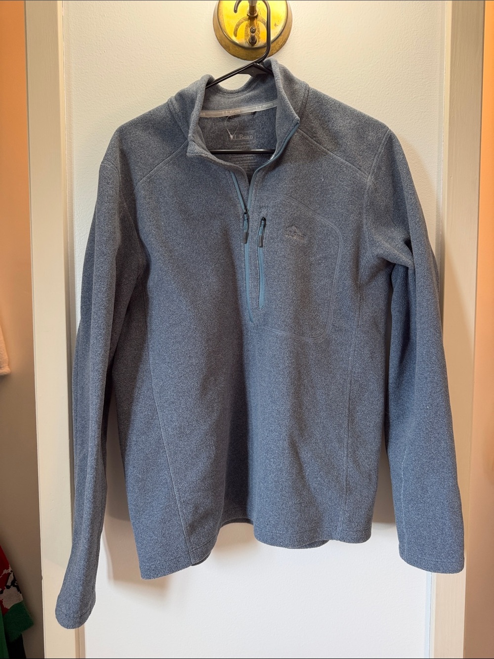 L.L. Bean Men's Blue-Gray Quarter-Zip Fleece Pullover